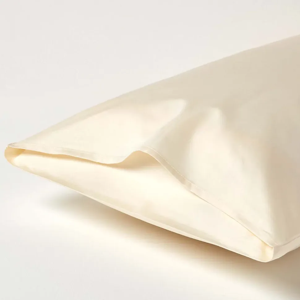 Taie d'oreiller écru en coton égyptien bio 400 fils, 50x75 cm - HOMESCAPES