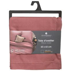 Taie d'oreiller en coton - rose blush 63x63 cm - Atmosphera