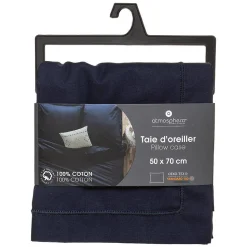 Taie d'oreiller en coton - bleu encre 50x70 cm - Atmosphera