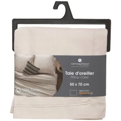 Taie d'oreiller en coton - lin 50x70 cm - Atmosphera