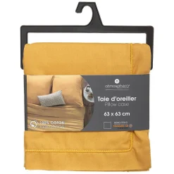 Taie d'oreiller en coton - jaune moutarde 63x63 cm - Atmosphera