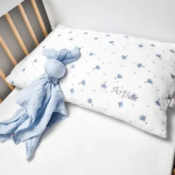 Taie d'oreiller en gaze de coton Bleuet