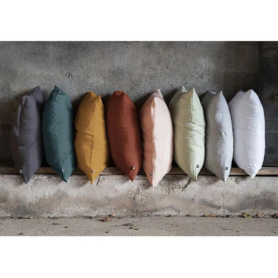 Taie d'oreiller "Gaïa" 60 x 60 cm & 50 x 70 cm "Gaze de Coton" - Gaïa Safran - 60 x 60 cm