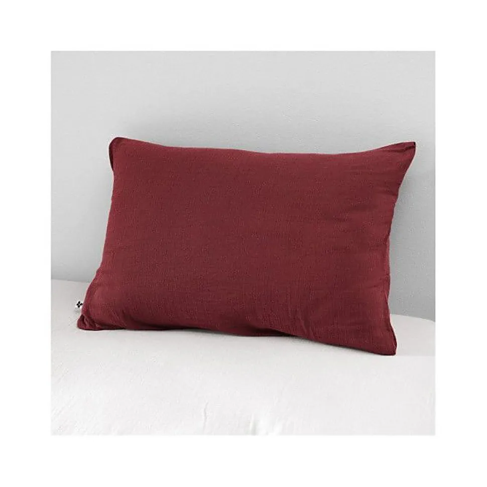 Taie d'oreiller "Gaïa" 60 x 60 cm & 50 x 70 cm "Gaze de Coton" - Gaïa Lie de Vin - 50 x 70 cm