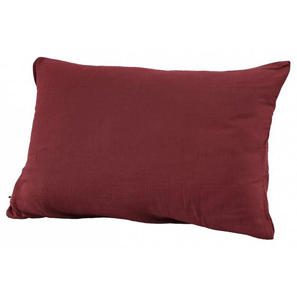 Taie d'oreiller "Gaïa" 60 x 60 cm & 50 x 70 cm "Gaze de Coton" - Gaïa Lie de Vin - 50 x 70 cm