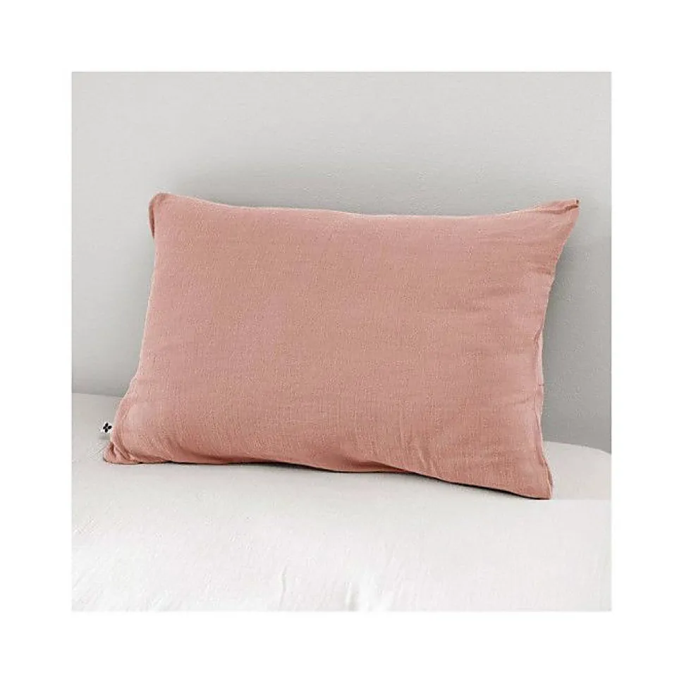 Taie d'oreiller "Gaïa" 60 x 60 cm & 50 x 70 cm "Gaze de Coton" - Gaïa Rose Pêche - 50 x 70 cm