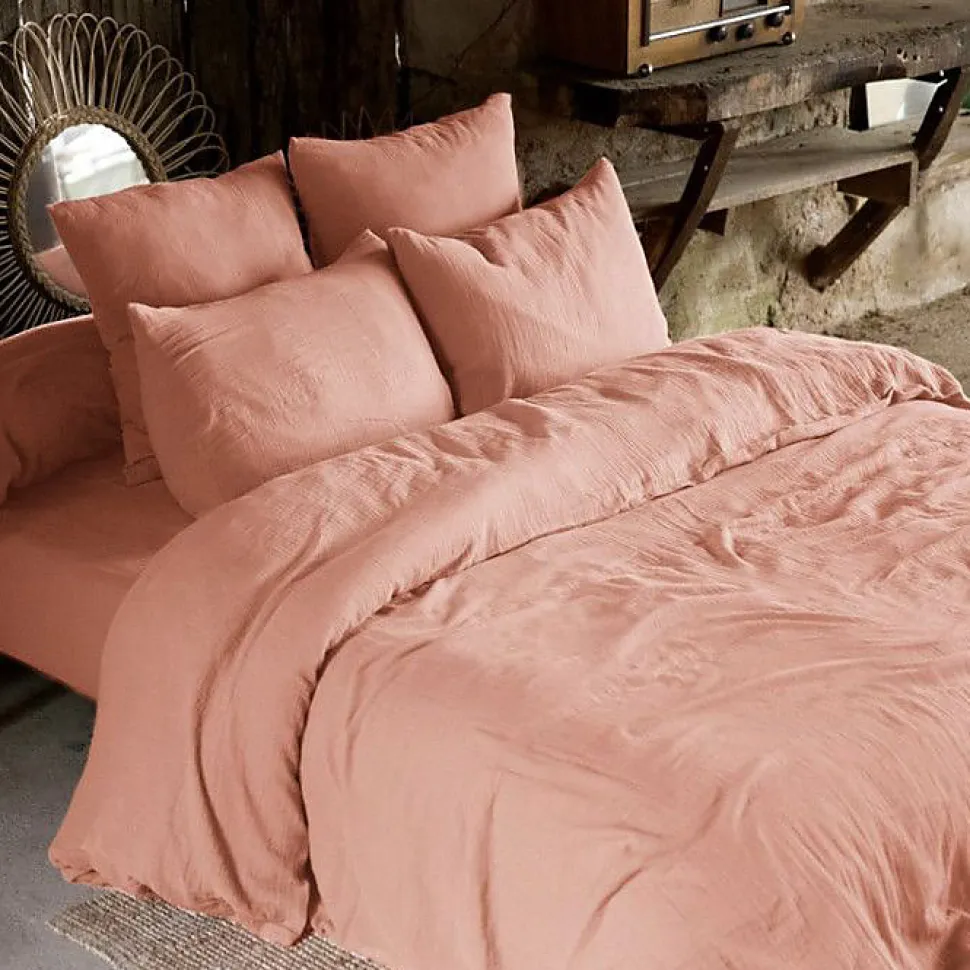 Taie d'oreiller "Gaïa" 60 x 60 cm & 50 x 70 cm "Gaze de Coton" - Gaïa Rose Pêche - 50 x 70 cm
