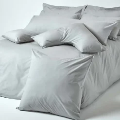 Taie d'oreiller gris acier 100% coton égyptien 200 fils, 40x40 cm - HOMESCAPES