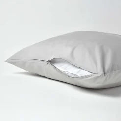 Taie d'oreiller gris acier 100% coton égyptien 200 fils, 60x60 cm - HOMESCAPES