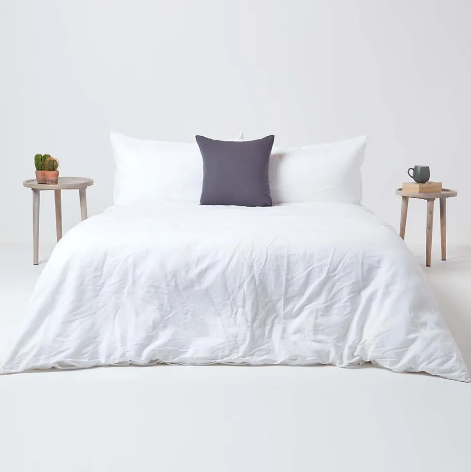 Taie d'oreiller gris foncé en lin lavé, 40x40 cm - HOMESCAPES