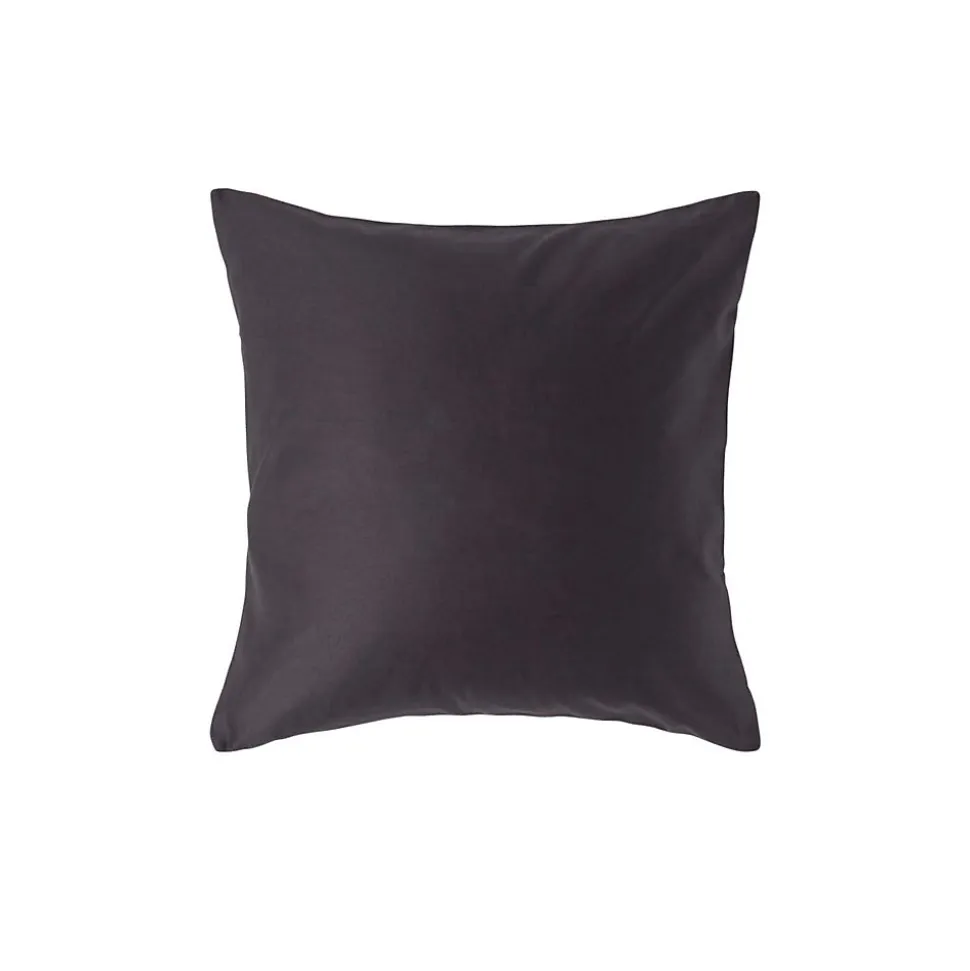 Taie d'oreiller gris foncé en satin de coton égyptien 1000 fils, 40x40 cm - HOMESCAPES