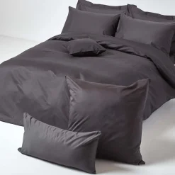 Taie d'oreiller gris foncé en satin de coton égyptien 1000 fils, 40x40 cm - HOMESCAPES