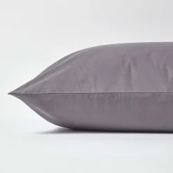 Taie d'oreiller gris foncé 100% coton égyptien 200 fils, 40x80 cm - HOMESCAPES