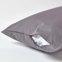 Taie d'oreiller gris foncé 100% coton égyptien 200 fils, 40x80 cm - HOMESCAPES