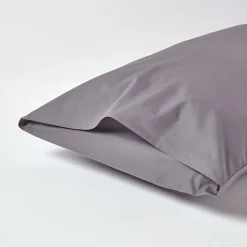 Taie d'oreiller gris foncé 100% coton égyptien 200 fils, 50x75 cm - HOMESCAPES