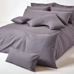 Taie d'oreiller gris foncé 100% coton égyptien 200 fils, 50x75 cm - HOMESCAPES