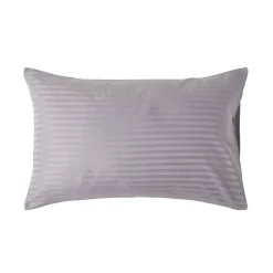 Taie d'oreiller gris satin rayé en coton égyptien 330 fils, 50x75 cm - HOMESCAPES