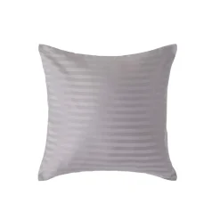 Taie d'oreiller gris satin rayé en coton égyptien 330 fils, 40x40 cm - HOMESCAPES