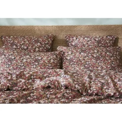 Taie d'oreiller imprimée "Capucine" 60 x 60 cm & 50 x 70 cm "Gaze de Coton" - Capucine Camel - 60 x 60 cm