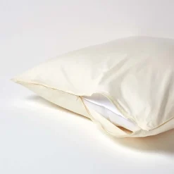 Taie d'oreiller ivoire 100% coton égyptien 200 fils, 60x60 cm - HOMESCAPES