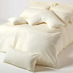 Taie d'oreiller ivoire 100% coton égyptien 200 fils, 60x60 cm - HOMESCAPES