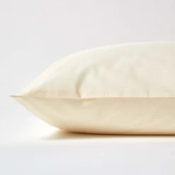 Taie d'oreiller ivoire 100% coton égyptien 200 fils, 50x75 cm - HOMESCAPES