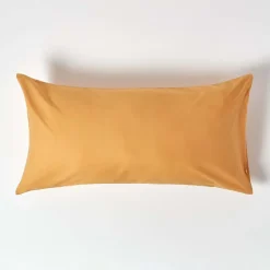 Taie d'oreiller jaune moutarde 100% coton égyptien 200 fils, 50x90 cm - HOMESCAPES