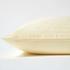 Taie d'oreiller jaune pastel satin rayé en coton égyptien 330 fils, 40x40 cm - HOMESCAPES