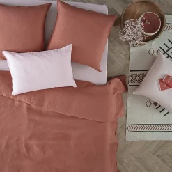 Taie d'oreiller "Linah" - rose - lin lavé 50x70 cm - Atmosphera