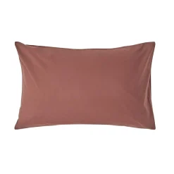 Taie d'oreiller marron chocolat 100% coton égyptien 200 fils, 50x75 cm - HOMESCAPES