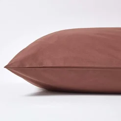 Taie d'oreiller marron chocolat 100% coton égyptien 200 fils, 50x75 cm - HOMESCAPES
