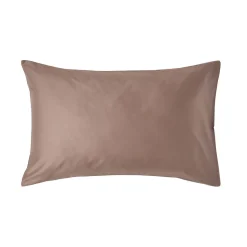 Taie d'oreiller marron en coton égyptien bio 400 fils, 50x75 cm - HOMESCAPES