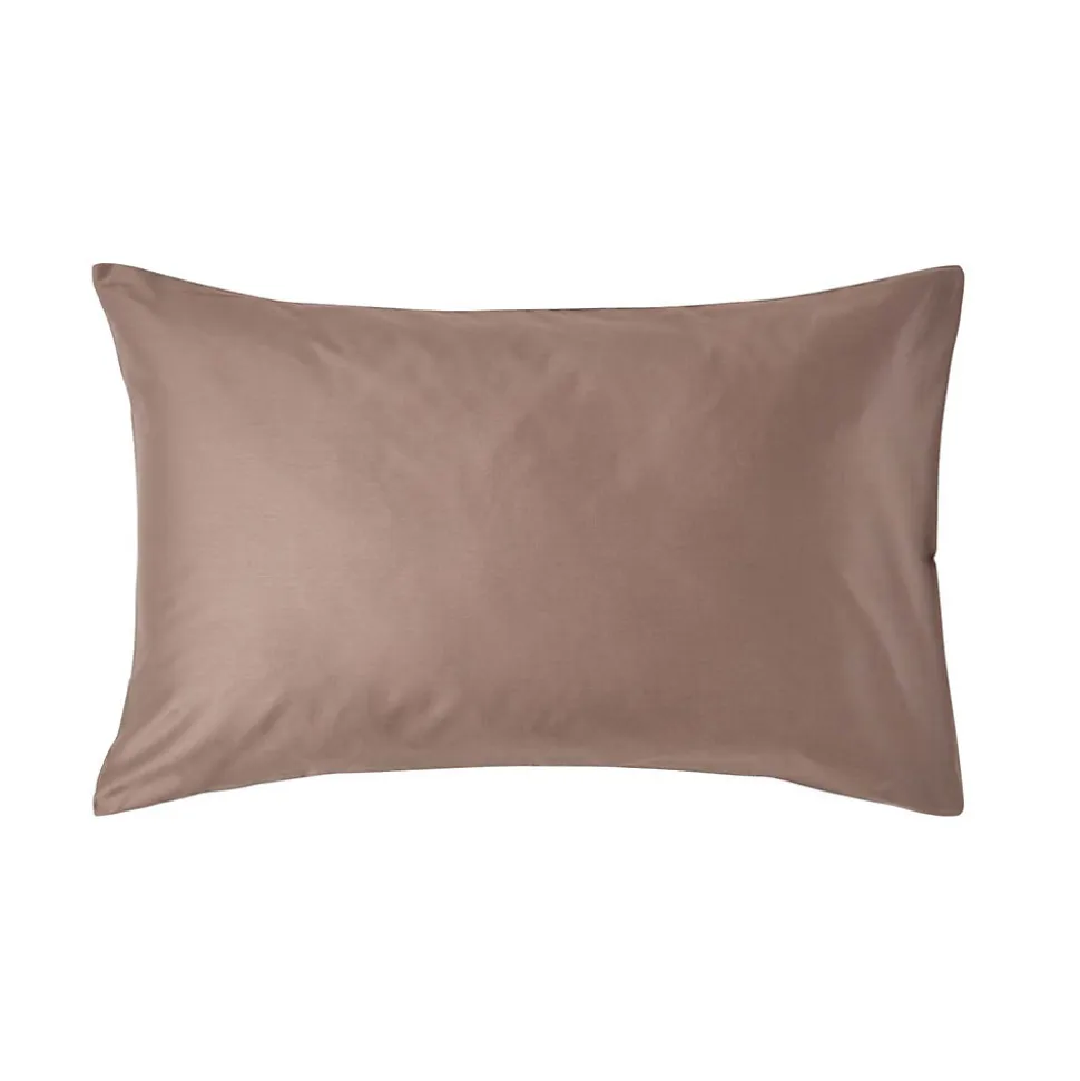 Taie d'oreiller marron en coton égyptien bio 400 fils, 50x75 cm - HOMESCAPES