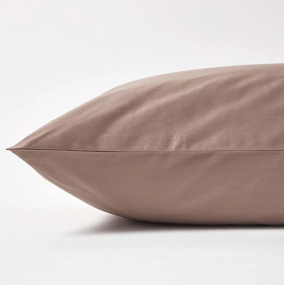 Taie d'oreiller marron en coton égyptien bio 400 fils, 50x75 cm - HOMESCAPES