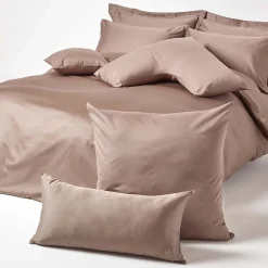 Taie d'oreiller marron en coton égyptien bio 400 fils, 50x75 cm - HOMESCAPES