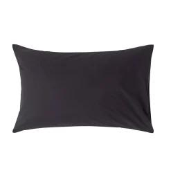 Taie d'oreiller noir 100% coton égyptien 200 fils, 50x75 cm - HOMESCAPES