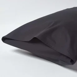 Taie d'oreiller noir 100% coton égyptien 200 fils, 50x75 cm - HOMESCAPES