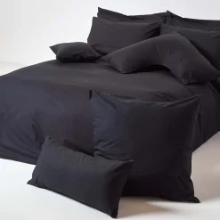 Taie d'oreiller noir 100% coton égyptien 200 fils, 60x60 cm - HOMESCAPES