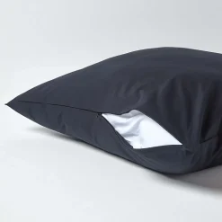 Taie d'oreiller noir 100% coton égyptien 200 fils, 80x80 cm - HOMESCAPES