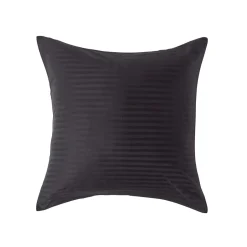 Taie d'oreiller noir satin rayé en coton égyptien 330 fils, 60x60 cm - HOMESCAPES