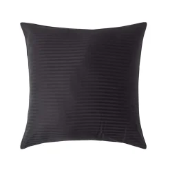 Taie d'oreiller noir satin rayé en coton égyptien 330 fils, 80x80 cm - HOMESCAPES