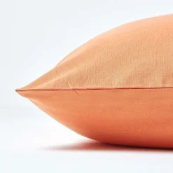 Taie d'oreiller orange en lin lavé, 50x75 cm - HOMESCAPES