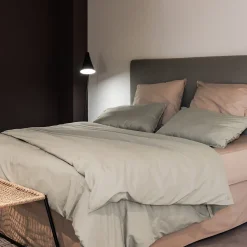 Taie d'oreiller PALACE pur coton lavé 65x65 cm uni beige lin