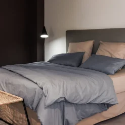 Taie d'oreiller PALACE pur coton lavé 50x70 cm uni gris acier