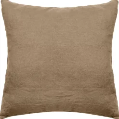 Taie d'oreiller PALACE pur coton lavé 65x65 cm uni marron cognac