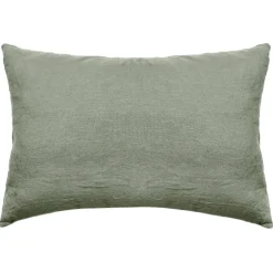 Taie d'oreiller PALACE pur coton lavé 50x70 cm uni vert sauge