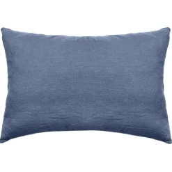 Taie d'oreiller PALACE pur coton lavé 50x70 cm uni bleu indigo
