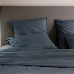 Taie d'oreiller PALACE pur coton lavé 50x70 cm uni noir granit