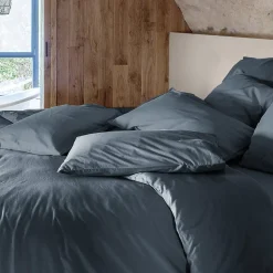 Taie d'oreiller PALACE pur coton lavé 50x70 cm uni noir granit