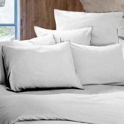 Taie d'oreiller PALACE pur coton lavé 50x70 cm uni blanc neige
